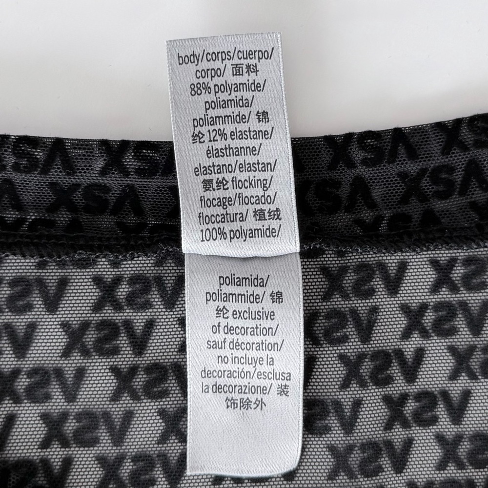 Victoria’s Secret VSX Black Sheer Mesh Logo Tee Y2K Fitted Top Size S - Picture 5 of 9